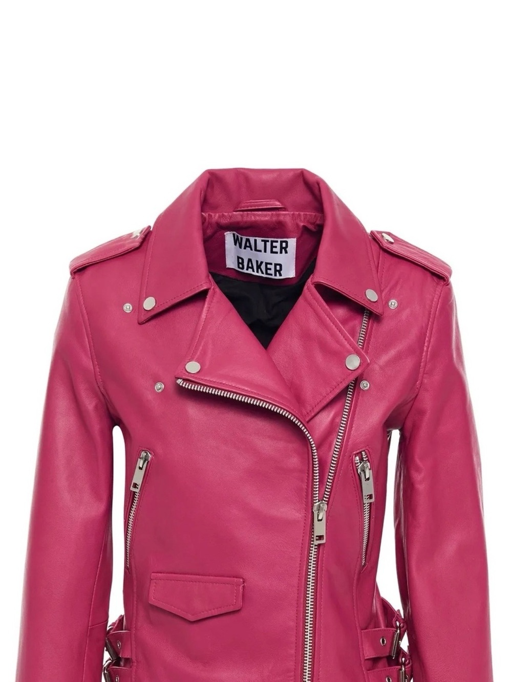 Walter Baker Hot Pink Leather Moto Jacket